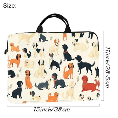 15-Inch Laptop Sleeve – Stylish, Lightweight, Shockproof, Water-Resistant Case for Lenovo, HP, Dell, Asus Notebooks - Cute Cartoon Dogs - color: Cute Cartoon Dogs