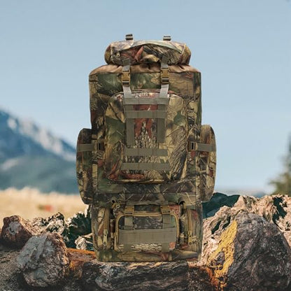King'sGuard 100L Camping Hiking Backpack Molle Rucksack Military Camping Backpacking Daypack - color: Mapleleaf