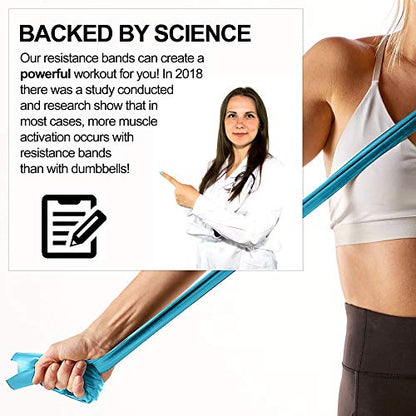 Resistance Band for Working Out | Super Exercise Bands 8,16,24 Yard Bulk Rolls |10 Strengths in Light Medium and Heavy Resistance Bands | Latex Free Workout Bands Including App and e-Book - size: 16 Yards, style: Medium +