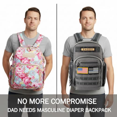 MIRACOL Diaper Bag Backpack for Dad: 900D Military-Grade Backpack with 16+ compartments - 40L XL Capacity Fits 15+ Diapers & 3 Bottles - Heavy-Duty Daddy Baby Bag for Travel & Outdoor - color: Grey