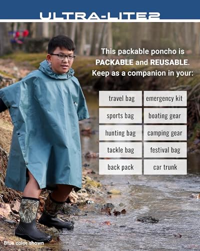 FROGG TOGGS Ultra-lite2 Waterproof, Breathable Rain Poncho, Adult and Youth Sizes - color: Khaki, style: Youth