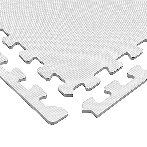 We Sell Mats 1/2" Thick Multipurpose EVA Foam Exercise Floor Mat, Interlocking Tiles, Anti-Fatigue for Home or Gym, 24 in x 24 in, 4 Tiles, White