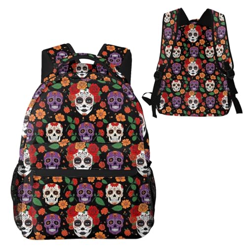 Work Laptop Backpack Day Of Dead Halloween Sugar Skulls Roses, Water Resistant Commuter Bag with Inner Pocket for Office, Business Travel and Daily Commute - color: Pattern (7)