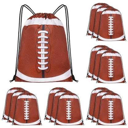 15 Pcs Football Drawstring Bags Backpack Birthday Party Goodie Favor Bags Gift Bag for Gym Sports Storage Travel - style: Football