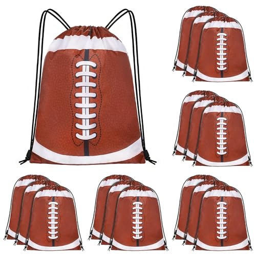 15 Pcs Football Drawstring Bags Backpack Birthday Party Goodie Favor Bags Gift Bag for Gym Sports Storage Travel - style: Football