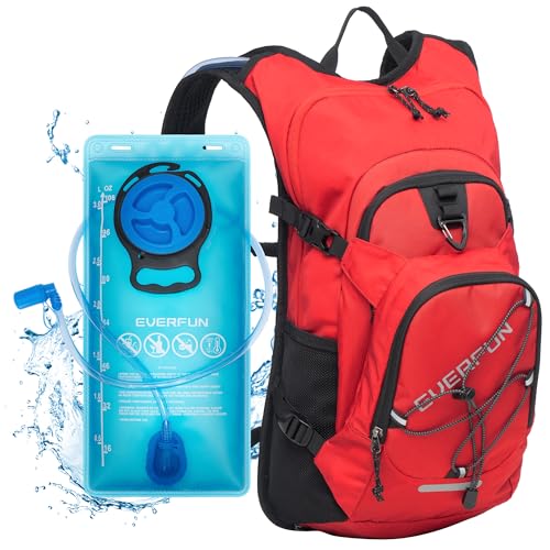 Everfun Hydration Backpack 18L with Water Bladder 2L/3L Hiking Water Backpack Women Men Hydration Pack Insulated Lightweight Day Hydropack with Storage for Hiking, Biking, Running, Festival - color: Red, size: 3L Bladder