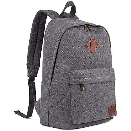 Canvas Laptop Backpack, Durable Rucksack, Travel Bag Fits 15.6 Inch Notebook for Men Women Factory Directly（Gray） - color: Gray