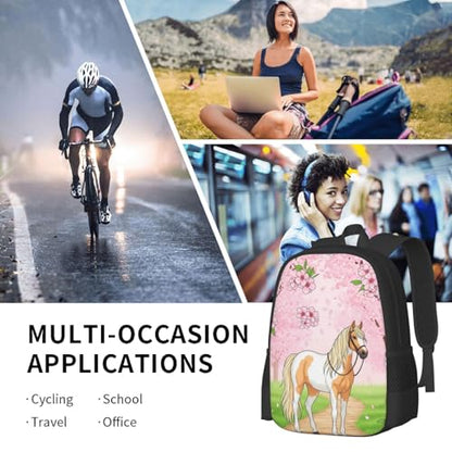 Lightweight Polyester Daypack Animal White Horse, Anti Theft Large Capacity Travel Hiking Backpack Unisex Carry On Bag for Outdoor Commute Business Use - color: Design (871)