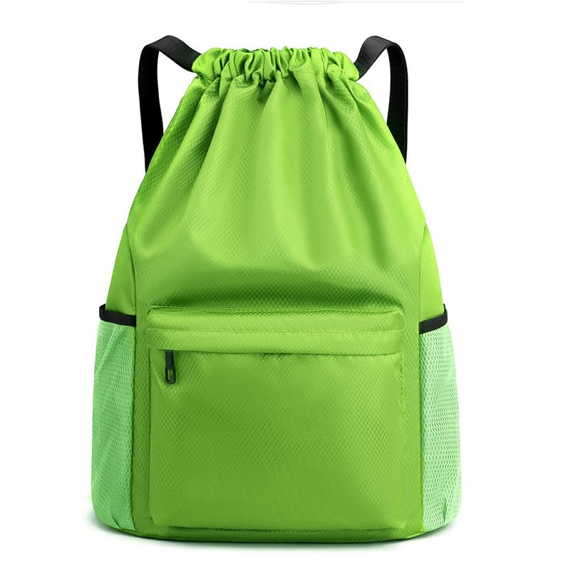 Drawstring Backpack Bag, Waterproof Draw String Back Sack with Zipper Pocket, Gym Drawstring Backpack Swimming Bag for Men Women, Pack of 1, Black - color: Coal Black, style: Backpack C