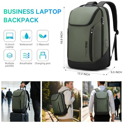 FUTURE AESTHETIC Business Smart Backpack Waterproof fit 15.6 Inch Laptop Backpack with USB Charging Port,Travel Durable Backpack - color: Green