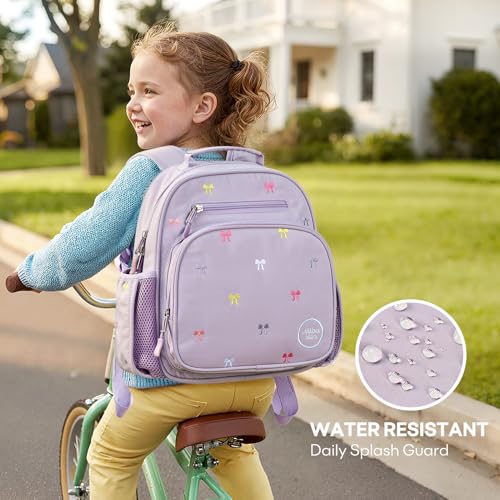 mibasies Toddler Backpacks for Girls 2-4: Quilted Backpack for Preschool Prek Daycare - Cute 12 Inches Bookbag for Little Kids Bow Purple - color: Bow Purple, style: Toddler-12"h(not Fit Folder)