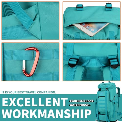 100L Hiking Camping Backpack MOLLE Rucksack Waterproof Daypack (LakeBlue) - color: Lakeblue