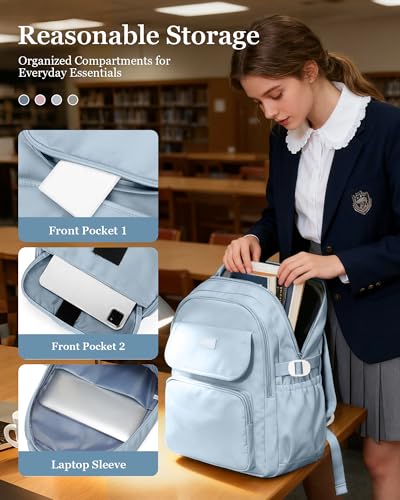 Lightweighr College School Backpacks For Women,Classic Middle Student Bookbag For Teens Girls,Waterproof Middle School Bag Boys(Blue) - color: A4-blue