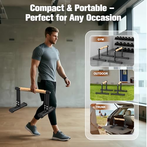 RELIFE REBUILD YOUR LIFE Dip Station Functional Heavy Duty Dip Stands Fitness Workout Dip bar Station Stabilizer Parallette Push Up Stand - color: Black-04