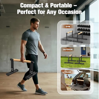 RELIFE REBUILD YOUR LIFE Dip Station Functional Heavy Duty Dip Stands Fitness Workout Dip bar Station Stabilizer Parallette Push Up Stand - color: Black-04