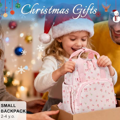 Bluboon Toddler Backpack for Girls Boys 2-4 Cute 12" Preschool Kindergarten Backpacks Kids Daycare Bags School Travel (Pink bow flower 212-Pink, Age 2-4 (12" H not Fit A4 Folder)) - color: Pink Bow Flower 212-pink, size: Age 2-4 (12" H not Fit A4 Folder)