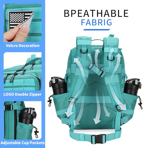 Military 45L Tactical Assault Backpack 3 day assault pack with Molle Waterproof backpack Rucksack for Tactical Backpacks - color: Lakeblue