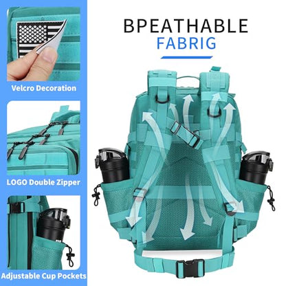 Military 45L Tactical Assault Backpack 3 day assault pack with Molle Waterproof backpack Rucksack for Tactical Backpacks - color: Lakeblue