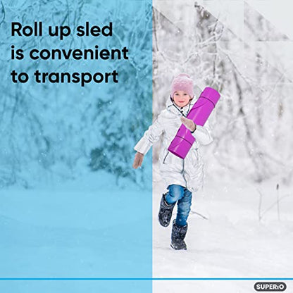 Superio Snow Slider Mat, Flexible Snow Sled Flying Carpet, Roll up Sleds for Kids 36" / Adults 54" Lightweight Plastic Snowboard Sled, 1 Pack - color: Pink, size: 36"