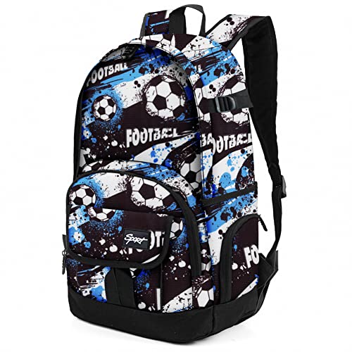 rickyh style School Backpack Travel Bag for Men & Women Lightweight College Back Pack with Laptop Compartmen - color: 04football Blue
