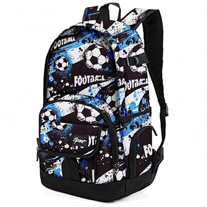 rickyh style School Backpack Travel Bag for Men & Women Lightweight College Back Pack with Laptop Compartmen - color: 04football Blue