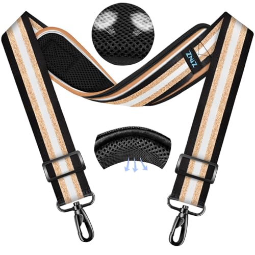 ZINMARK Shoulder Strap 59 inch, Extra-Thick Fixed Cushion Pad and Dual Clasps Universal Replacement Strap for Bags, Camera, Crossbody，Lawn mower -Black Gold Jacquard - color: Black Gold Jacquard