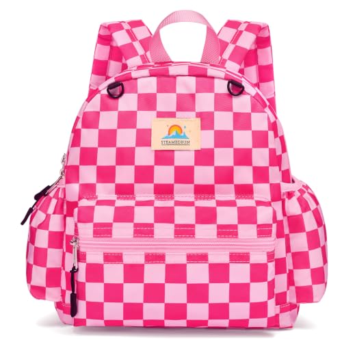 STEAMEDBUN Toddler Backpack Boys Girls 2-4, Preschool Daycare Backpack -12inch - color: Hot Pink Checkerboard, size: Mini-12"H(not fit folder)