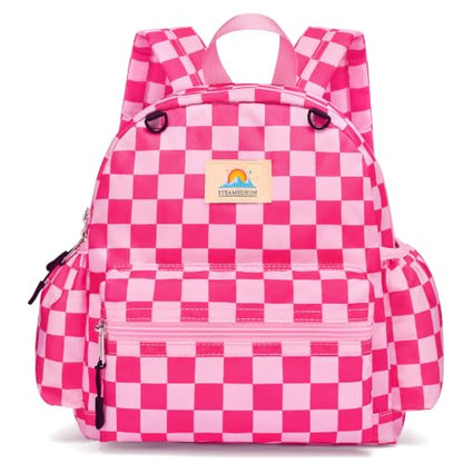 STEAMEDBUN Toddler Backpack Boys Girls 2-4, Preschool Daycare Backpack -12inch - color: Hot Pink Checkerboard, size: Mini-12"H(not fit folder)