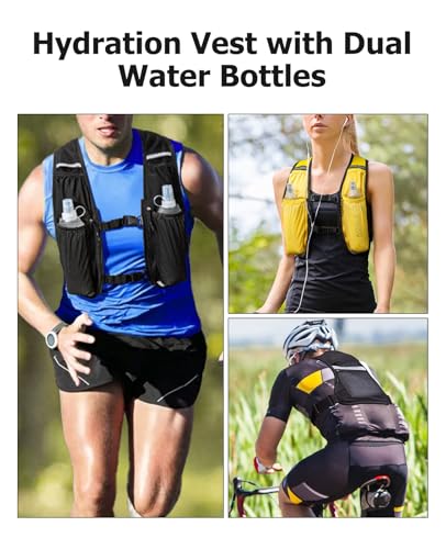 NOOLA Running Vest with Dual 500ml Soft Flask, Lightweight Hydration Vest for Women Men, Water Backpack with Adjustable Strap