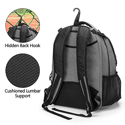 DSLEAF Tennis Backpack for 2 Rackets, Tennis Bag with Separate Ventilated Shoe Space for Tennis/Pickleball/Badminton/Squash Racquet and Accessories - color: Grey