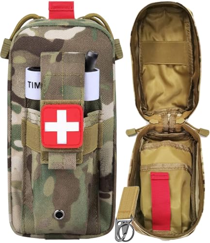 Tourniquet Holder, Small Trauma Portable First Aid Pouch with Molle System IFAK Medical Pouch, Emergency EMT Med Kit for Camping and Hiking (Camouflage) - color: Camouflage