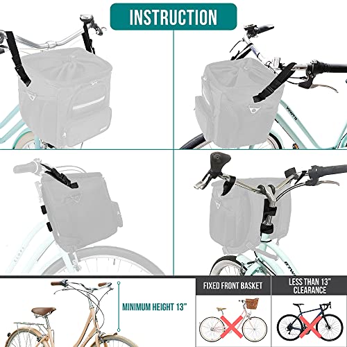 PetAmi Dog Bike Basket, Soft-Sided Ventilated Dog Bike Carrier Backpack, Pet Bicycle Basket for Bike Handlebar, Small Medium Puppy Cat Kitten Car Booster Seat with Safety Strap, Max 18 lbs, Black - color: Black