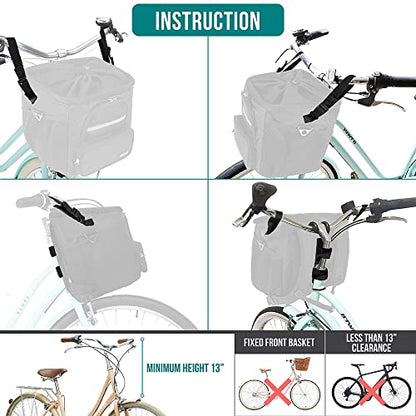 PetAmi Dog Bike Basket, Soft-Sided Ventilated Dog Bike Carrier Backpack, Pet Bicycle Basket for Bike Handlebar, Small Medium Puppy Cat Kitten Car Booster Seat with Safety Strap, Max 18 lbs, Black - color: Black