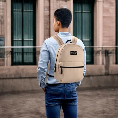 Trail maker Classic 17 inch Backpacks with Adjustable Padded Straps | School Backpacks for Girls, Boys (Khaki) - color: Khaki