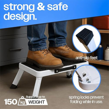 Foldable Step Stool, Adjustable Step Stool with a Non-Slip Platform, Step Ladder with Thick Rubber Feet for Adults Children in Kitchen, Bedroom, Office, Rv, 330 Lbs Capacity