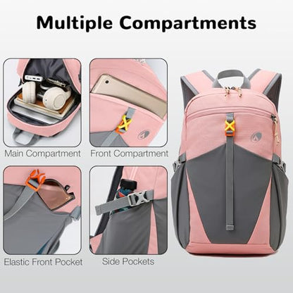 12L Hiking Backpack with Padded Straps for Kids, Waterproof Small Hiking Backpack with Chest Strap for Women, Mini Lightweight Kid Travel Backpacks Day Pack, Pink - color: Pink