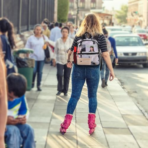 Clear Backpack for Stadium Events, 12x12x6 Small Clear Plastic Bag with Reinforced Straps for Game Security Festival Concert - color: Black