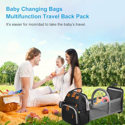 Jeryswet Baby Diaper Bags with Changing Station, Waterproof Large Capacity Diaper Bag Backpack for Moms Dads with USB Charging Port and Stroller Straps, Baby Shower Gifts, Black - color: Black