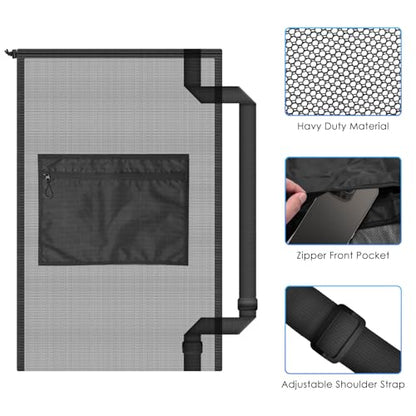 BROTOU Drawstring Backpack Gym String Bag with Pocket for Men Women Heavy Duty Mesh Bag Sport Equipment Bag for Swimming Yoga Beach Laundry - color: Black-3pcs