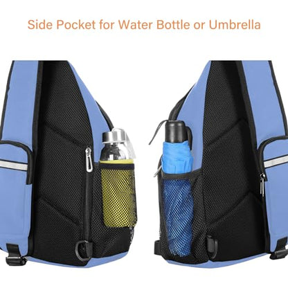 MOSISO Sling Backpack Bag, Crossbody Shoulder Bag Travel Hiking Daypack Chest Bag with Front Square Pocket&USB Charging Port - color: Air Blue