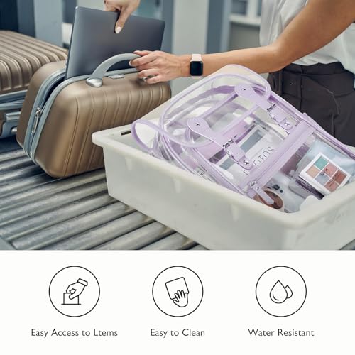mommore Clear Backpack Heavy Duty Thick PVC Clear Bookbag for School with Pencil Bag Transparent Backpack See-Through Bag - color: Purple, style: Clear Backpack Set