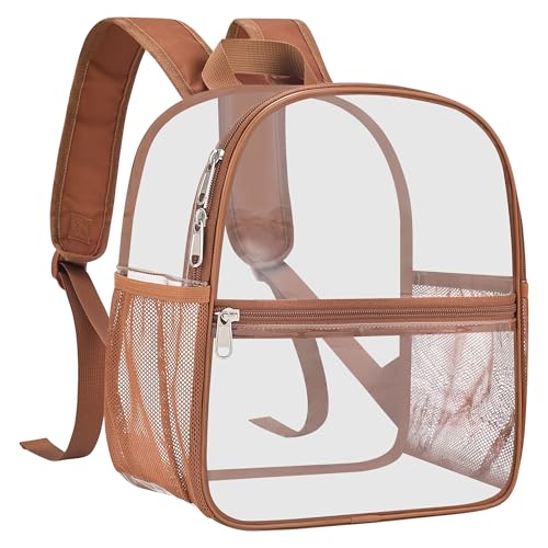 USPECLARE Clear Backpack for Stadium Approved 12×6×12, Water proof Clear Bag for Stadium Events and Concert Work Sport Event - color: Coffee Brown, style: Small