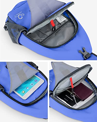 WATERFLY Crossbody Sling Backpack Sling Bag Travel Hiking Chest Bag Daypack - color: Z-sea Blue