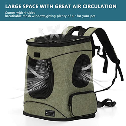 Petsfit Pet Backpack Carrier with Upgrade Waist Cushion Design to Better Fit The Waist, Suitable for Small and Medium Dogs Cats, and Rabbits up to 18 Pounds - color: AGreen