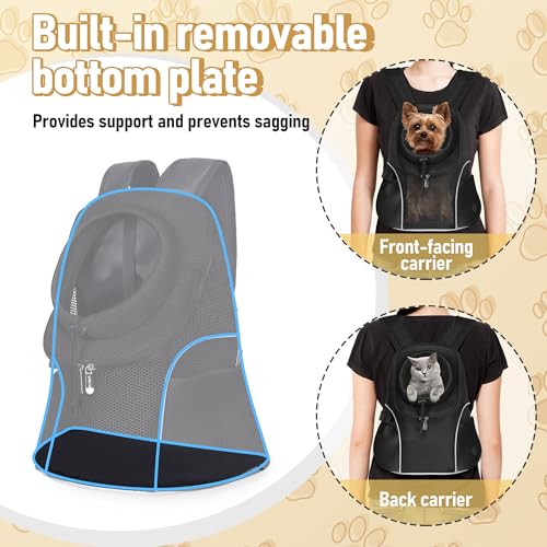 WOYYHO Pet Dog Carrier Backpack Small Dog Front Backpack Ventilated Mesh Dog Travel Back Pack with Safety Belt for Travel Hiking Cycling Outdoor Use (S (2-4.5 lbs), Black) - color: Black