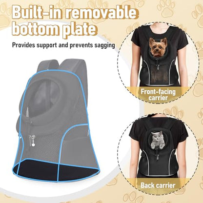 WOYYHO Pet Dog Carrier Backpack Small Dog Front Backpack Ventilated Mesh Dog Travel Back Pack with Safety Belt for Travel Hiking Cycling Outdoor Use (S (2-4.5 lbs), Black) - color: Black