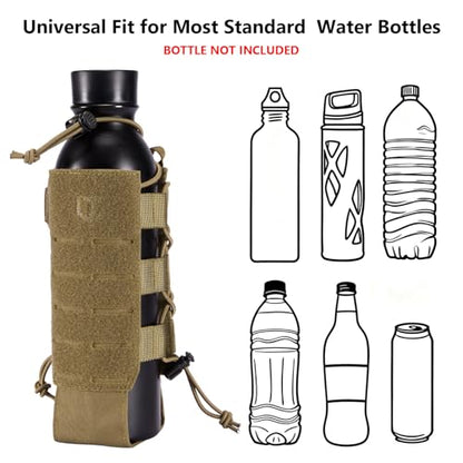 Tactical MOLLE Pouch Water Bottle Holder with Shoulder Strap Modular Bag for Outdoor Hiking Camping Hunting Fishing Airsoft - color: Coyote