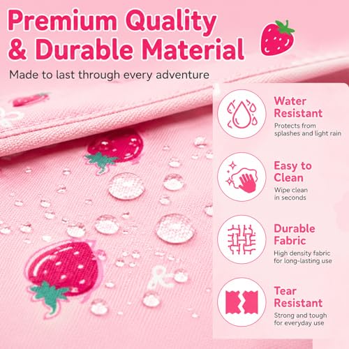 BTOOP Kids Backpack, Girls Backpack 4-6-Preschool Kindergarten School Bookbag with Insulated Lunch Compartment & Chest Strap, Pink-Strawberry Backpacks - color: Pink-strawberry, size: Age 3-6 (14.5" H Fit Folder)