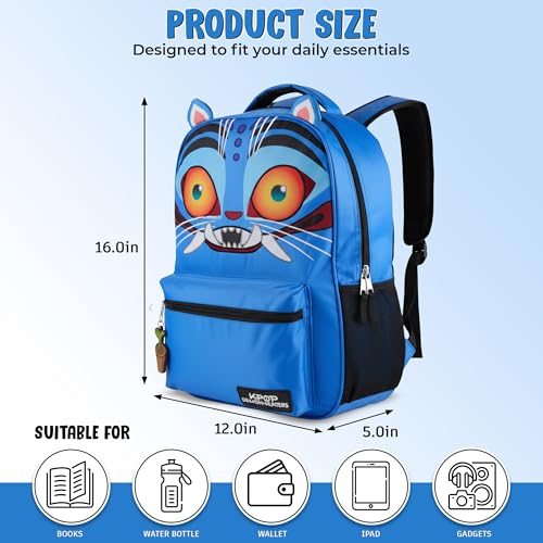 AI ACCESSORY INNOVATIONS K-Pop Demon Hunters 16” Backpack for Girls, Featuring a Big Face Derby with 3D Ears and Embroidery, Rubber Molded Bag Charm, Derby - style: Big Face Derby