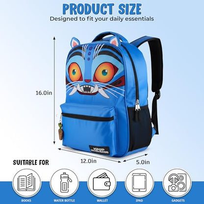 AI ACCESSORY INNOVATIONS K-Pop Demon Hunters 16” Backpack for Girls, Featuring a Big Face Derby with 3D Ears and Embroidery, Rubber Molded Bag Charm, Derby - style: Big Face Derby